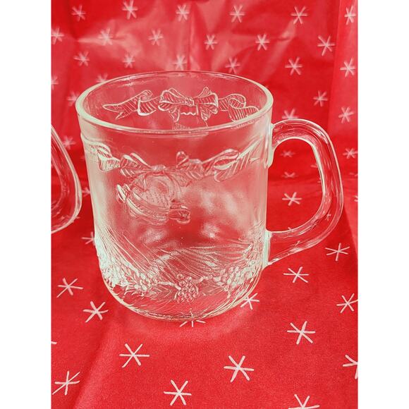 Duralex Noel Christmas Glass Coffee Mug Teacup 12oz Made in France 4" x2 Vintage - Picture 4 of 13